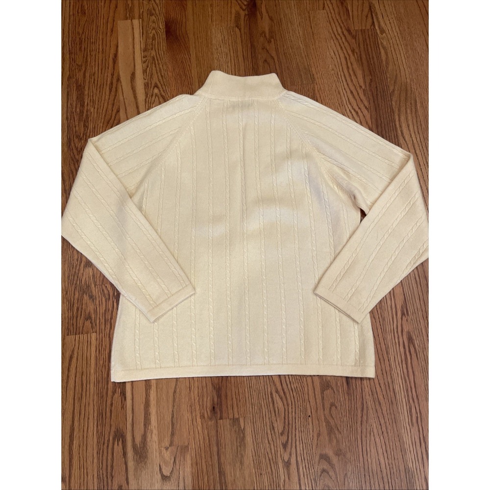 Madison Studio Women's Cable Knit Turtleneck 100% Cashmere Yellow Size XL - Picture 2 of 7